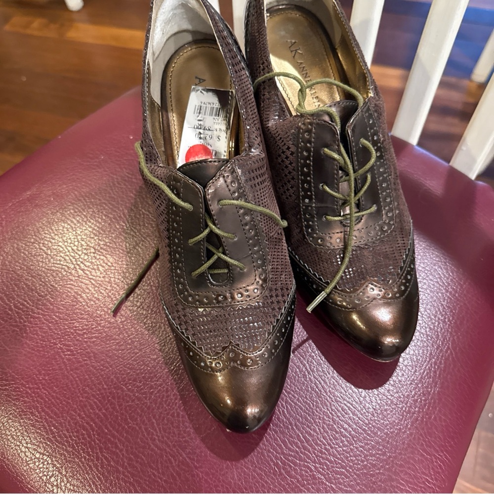 Anne Klein ladies sexy  tie up booties shoes🔥spectators 8.5